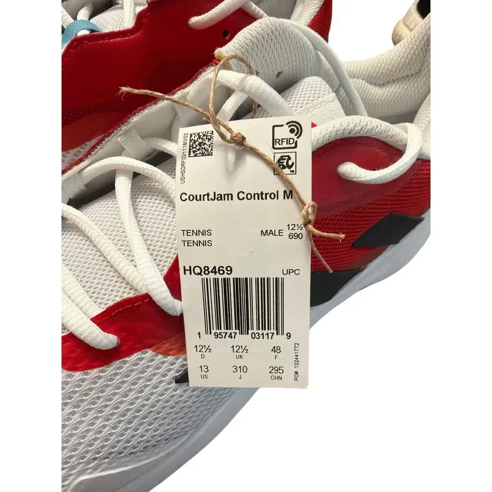Adidas Mens CourtJam Control M White Red Black Tennis Shoes Sneakers Size 13 New